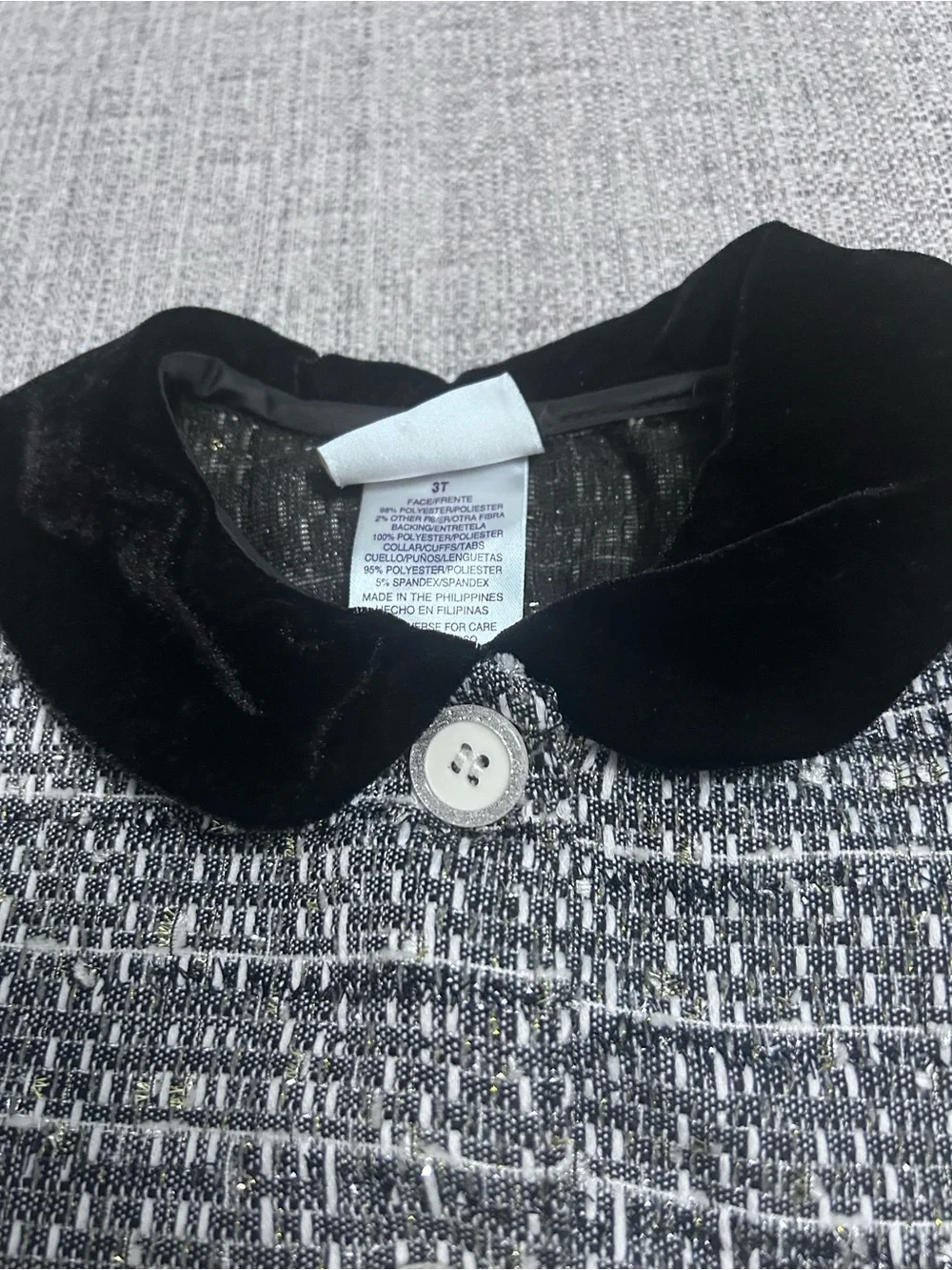 Blueberi Gold Black Velvet Trim Tweed Coat Size 3T. NWT